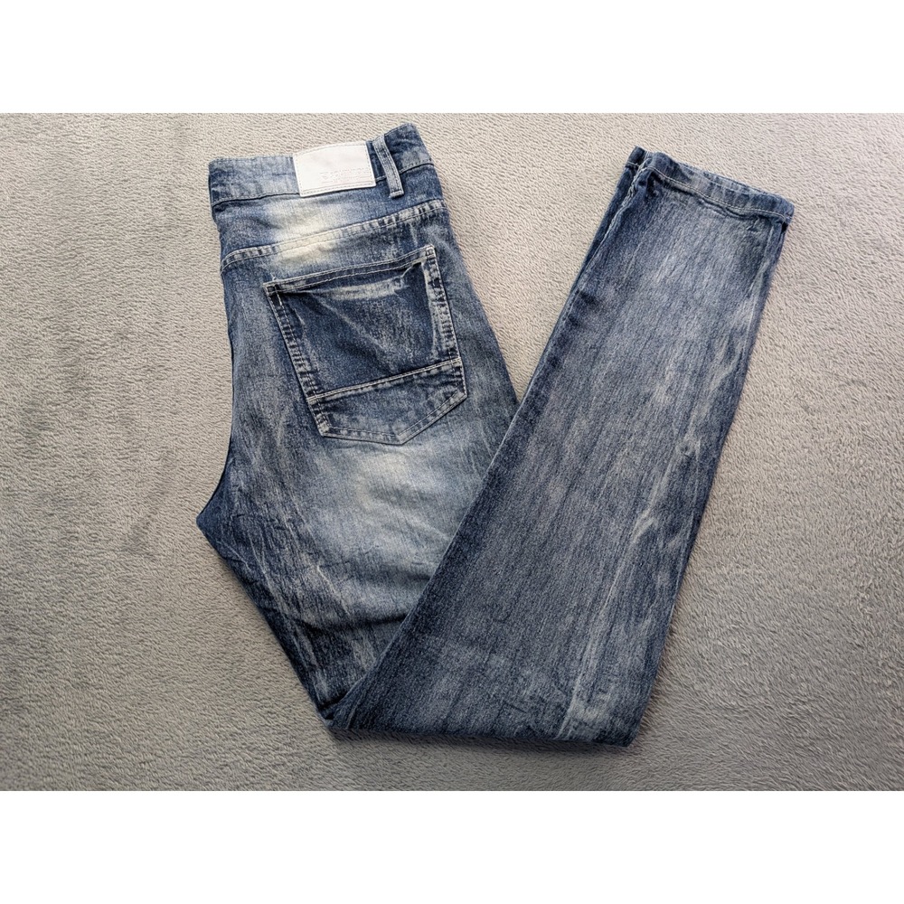 Southpole Mens Skinny Moto Jeans Distressed Blue Denim 34x32 - Picture 12 of 13